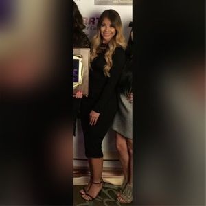 Black long sleeve midi dress